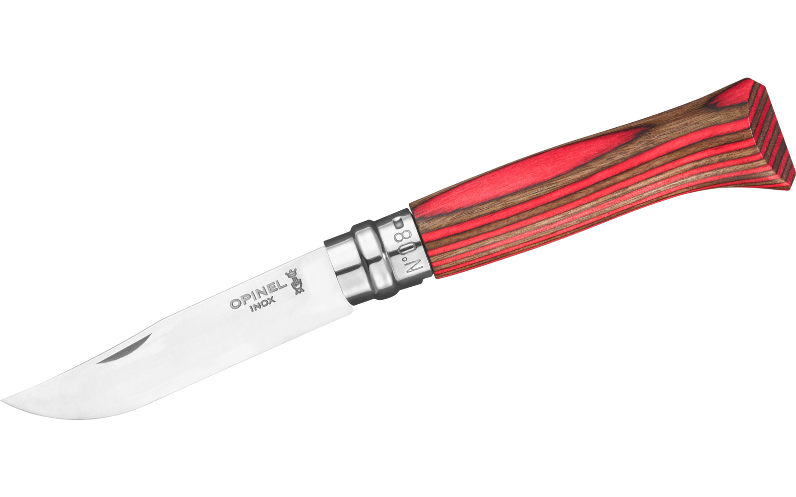 Opinel N°08 Taschenmesser mit Griff aus Birkenholz Klingenlänge 8,5 cm rot