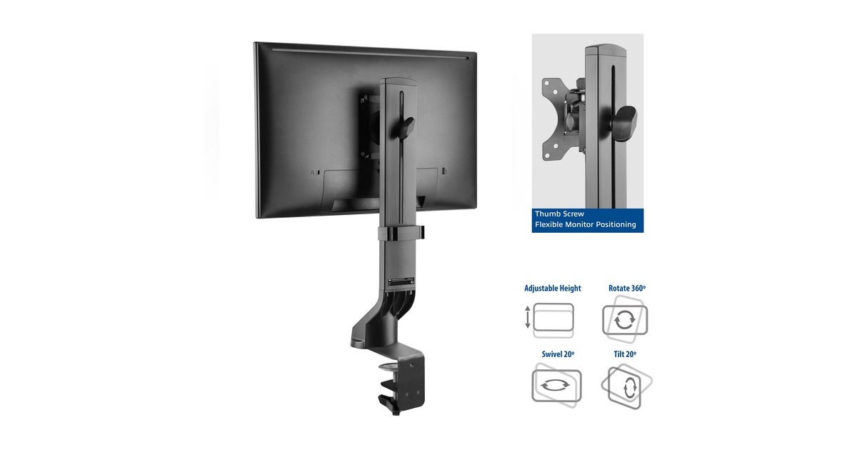 ACT ConnectivityMonitorarm office, 1 scherm, eenvoudig in hoogte verstelbaar  (Zwart)
