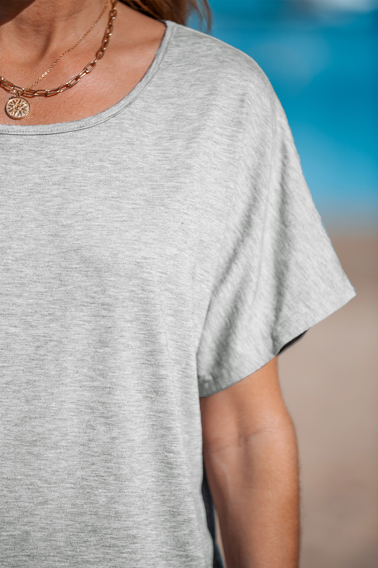 T-shirt gris ample à manches courtes