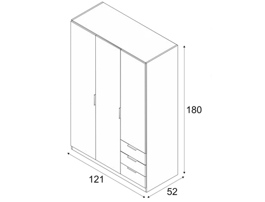 TERRE DE NUIT - Armoire 3 portes et 3 tiroirs blanc