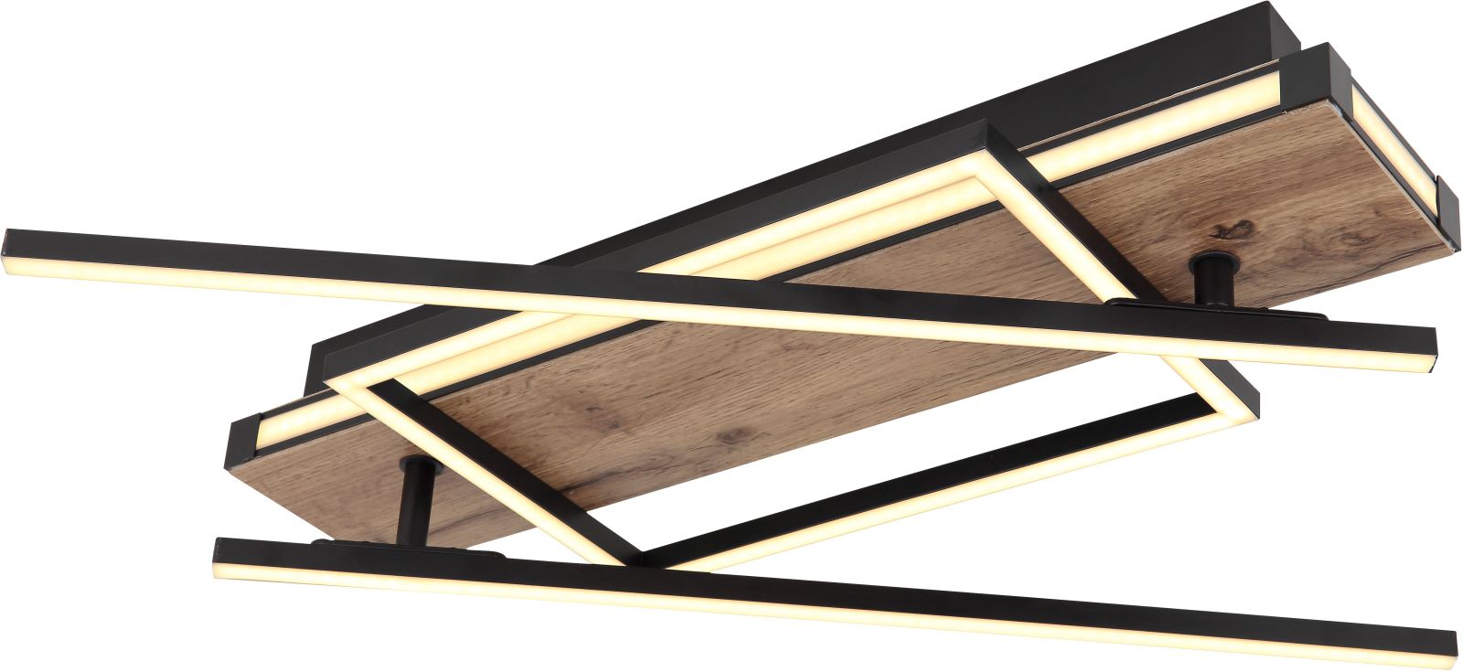 LED-Deckenleuchte - schwarz-holzfarben - Memoryfunktion - 120 cm