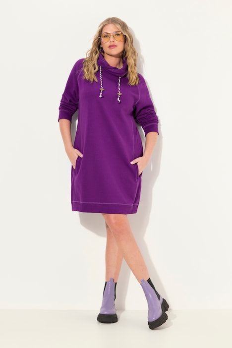 Sweatkleid, Stehkragen, Langarm, Taschen