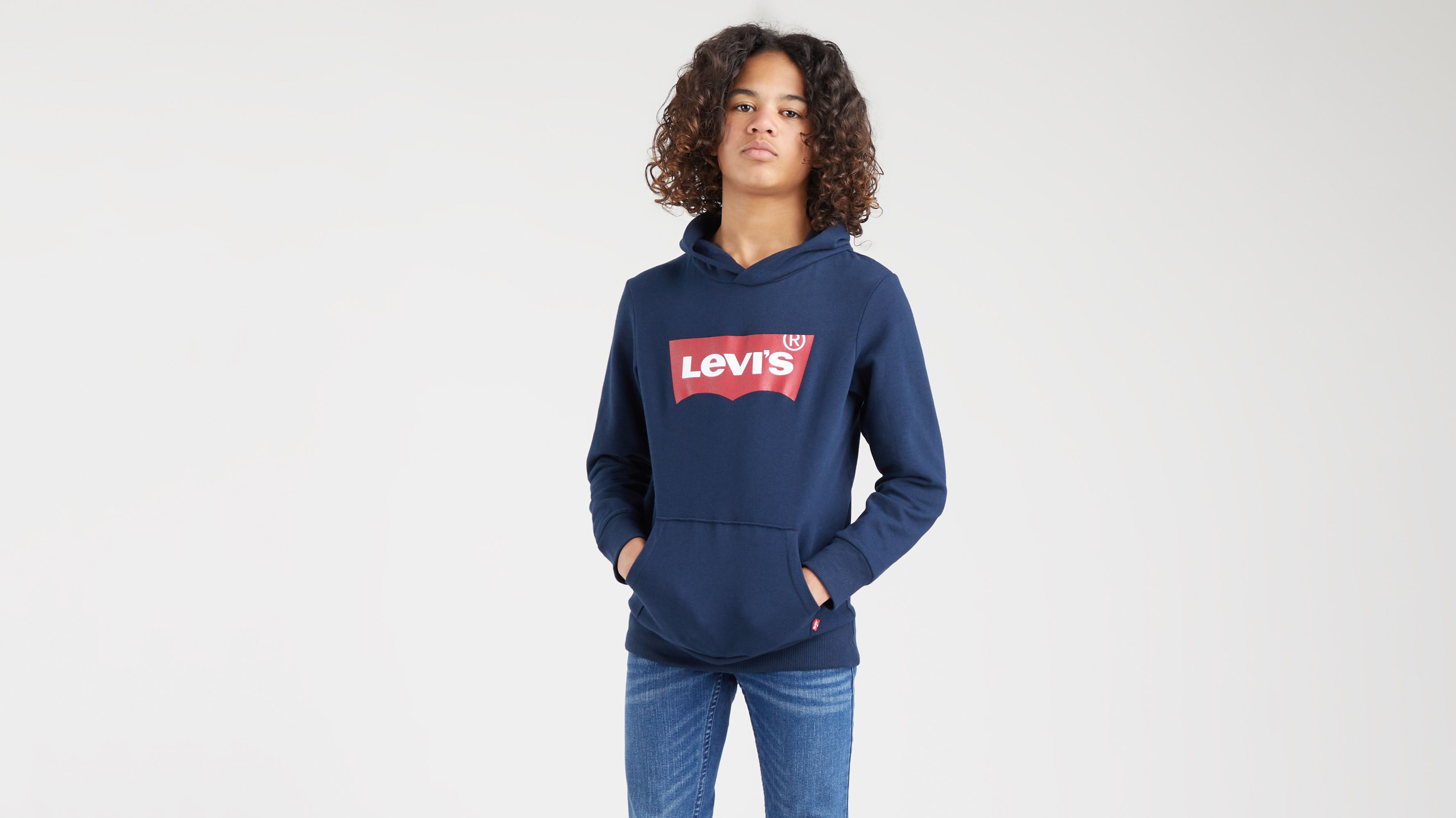 Sweat à capuche sérigraphié Batwing pour adolescent - Dress Blues - Bleu