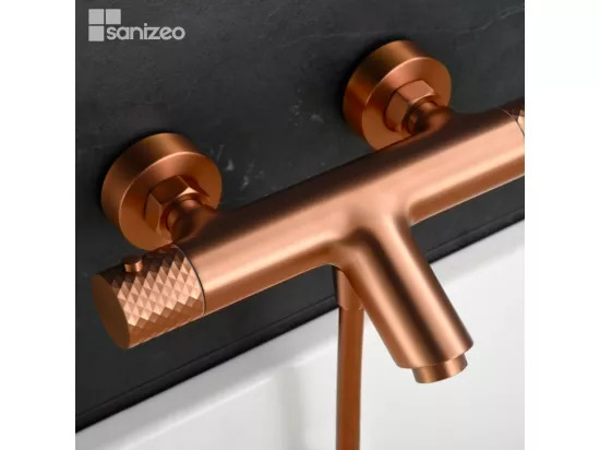 Mitigeur de Baignoire et Douche Thermostatique anti-calcaire Or Rose Cuivré IMEX GENOVA BDG053-4ORC