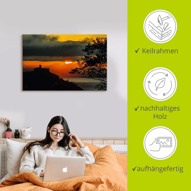 Artland Leinwandbild »Sonnenuntergang San Sebastian Donostia« Sonnenaufgang & -untergang 1 Stk. tlg. auf Keilrahmen gespannt