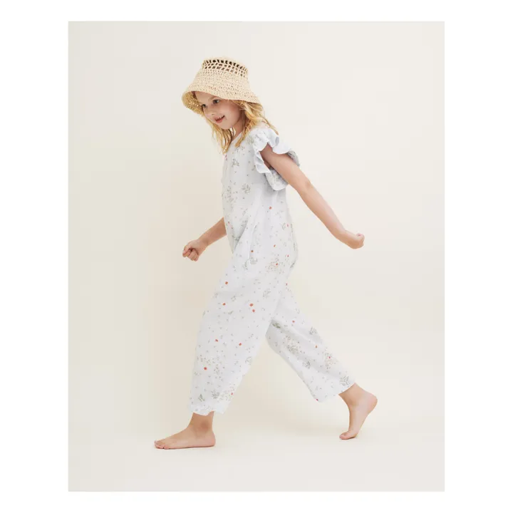 garbo&friends Combinaison Fleurie Mousseline de Coton | Bleu ciel