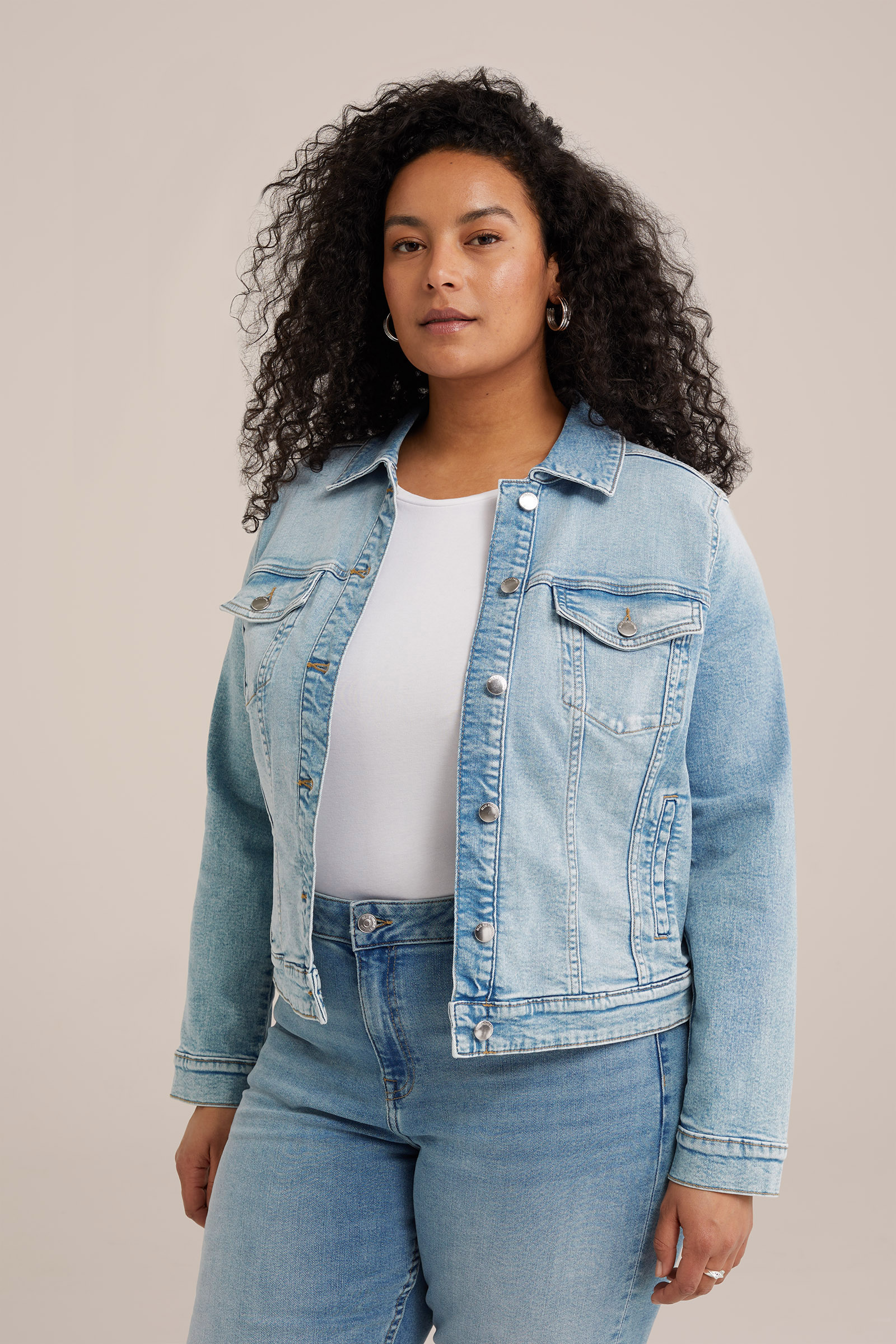 denim jack met comfortstretch - Curve Blue Ridge Blauw