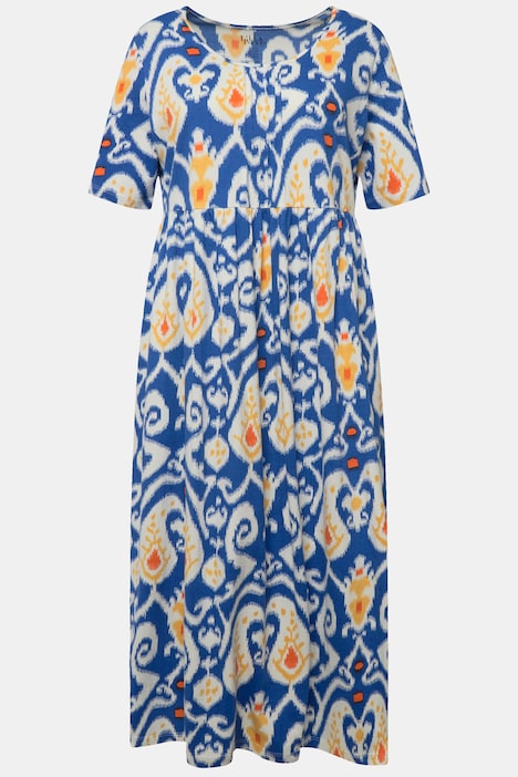 Jerseykleid, Paisley, A-Linie, Rundhals, Halbarm