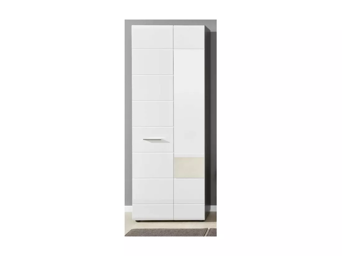 Armoire de rangement 2 portes mélaminé blanc et gris avec miroir Bezzi