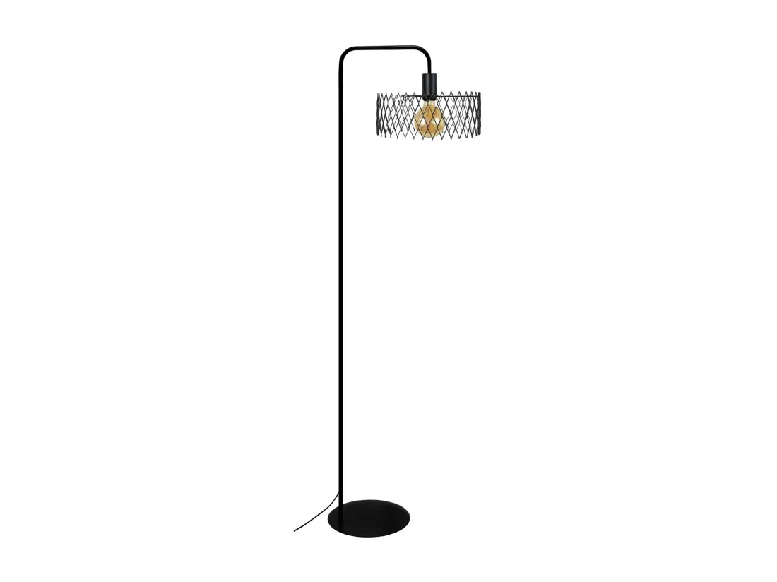 Lampadaire métal abat-jour noir 157 cm.