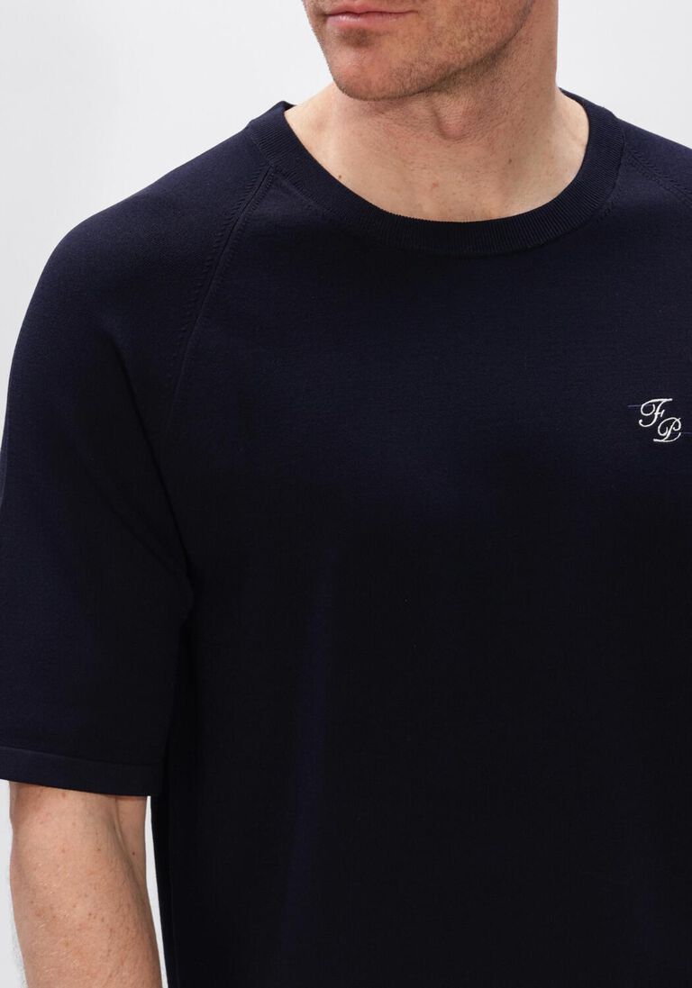 donkerblauwe filling pieces t-shirt knit t-shirt raglan