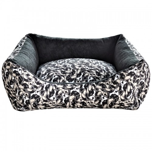 Cama reversível para cães com estampa de bulldog