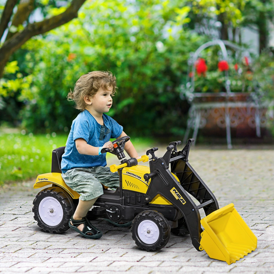 HOMCOM Trettraktor mit Schaufel schwarz, gelb