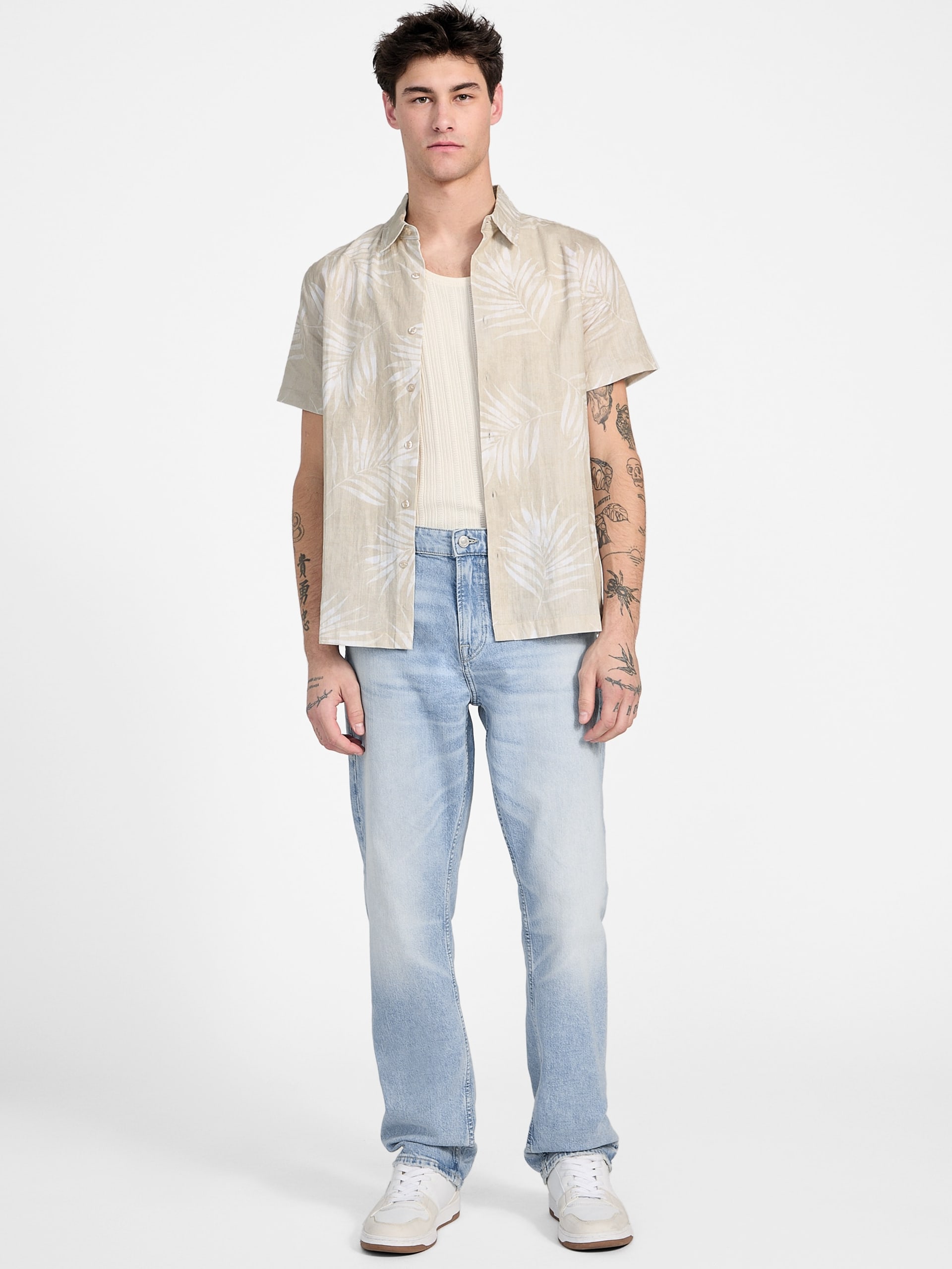 Camisa de palmeira com trama irregular