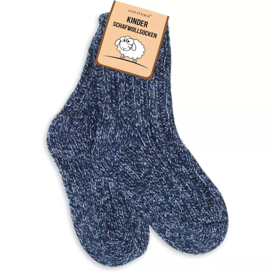 normani 3 Paar Kinder Norwegersocken mit Schafwolle MarineHellgrauDunkelgrau