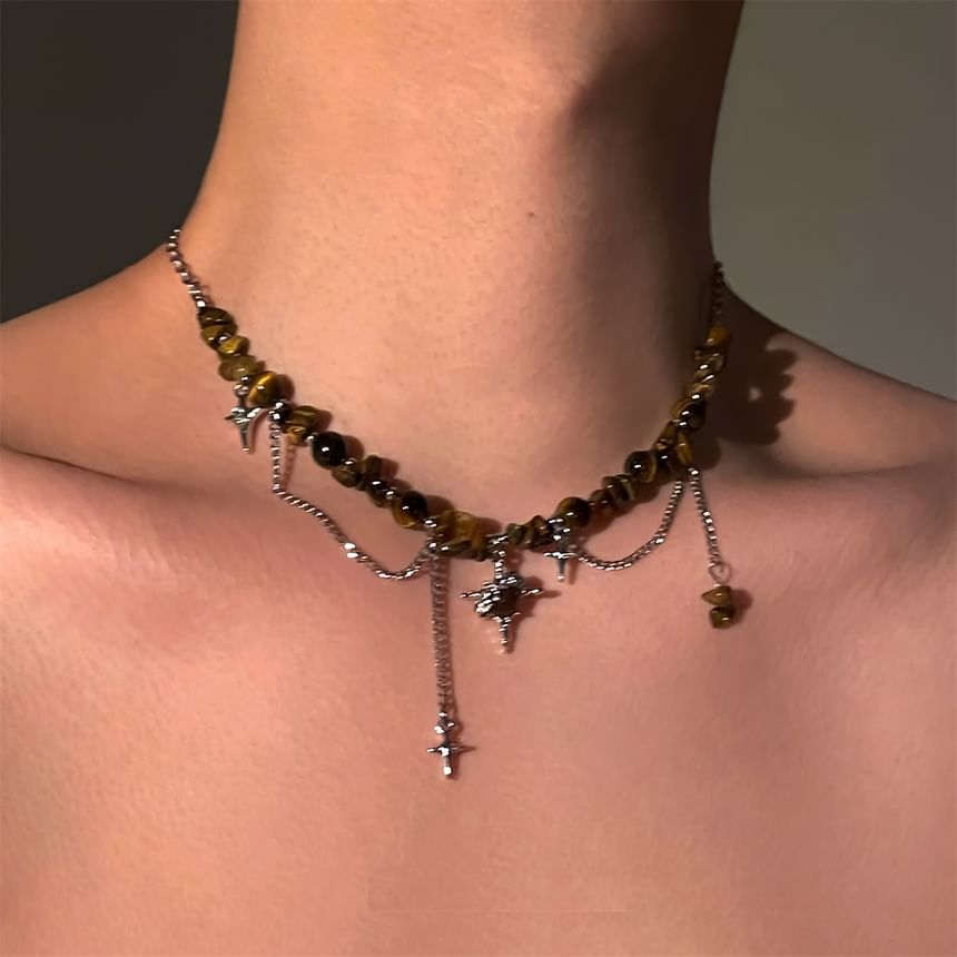 Lilafey - Choker met imitatie-edelsteenkralen en sterren (verschillende ontwerpen)