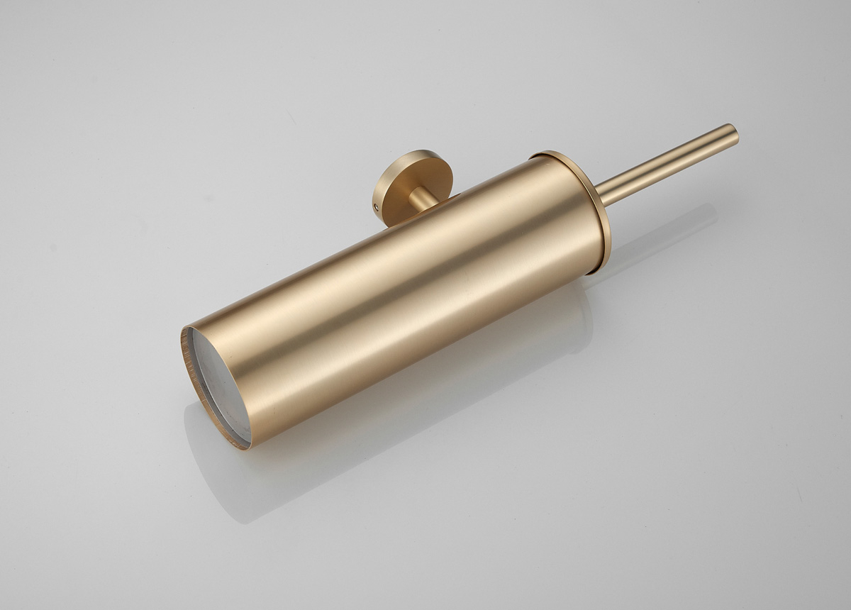 Saniclear Brass toiletborstel met wandhouder geborsteld messing mat goud
