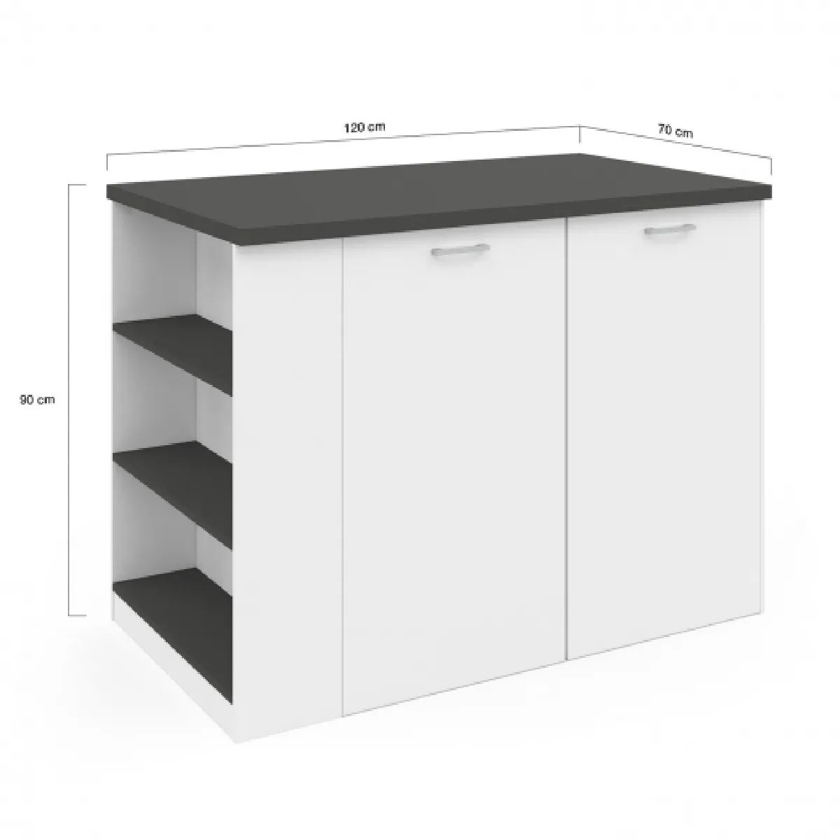 Idmarket Ilot TIBO 120 Blanc et Gris Anthracite