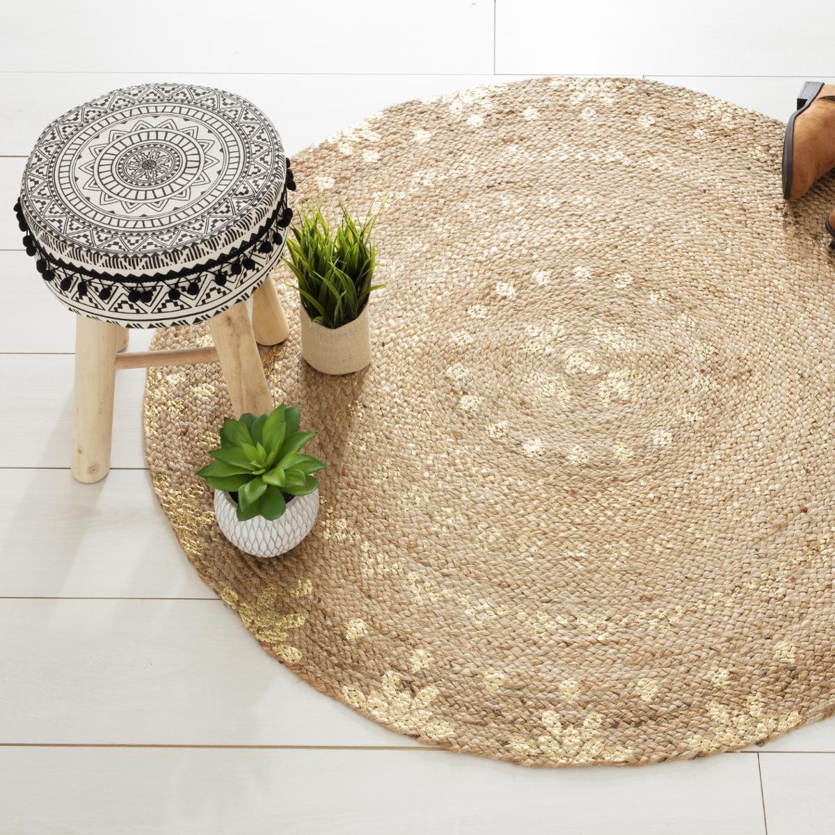 TAPIS JUTE GOLD SHINE D.115CM