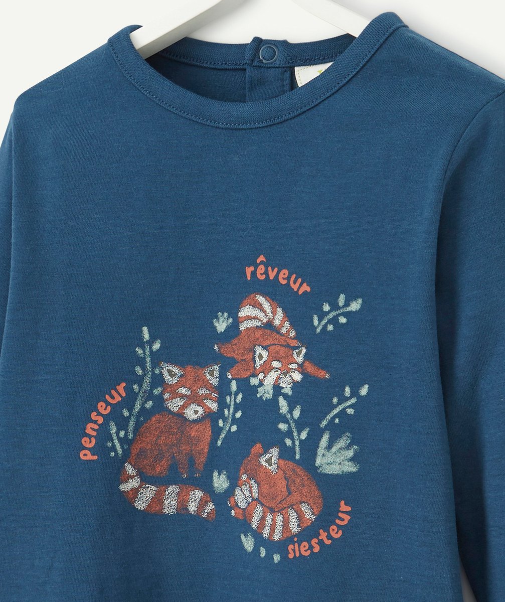 LE T-SHIRT BLEU MARINE EN FIBRES RECYCLÉES AVEC FLOCAGE RENARD
