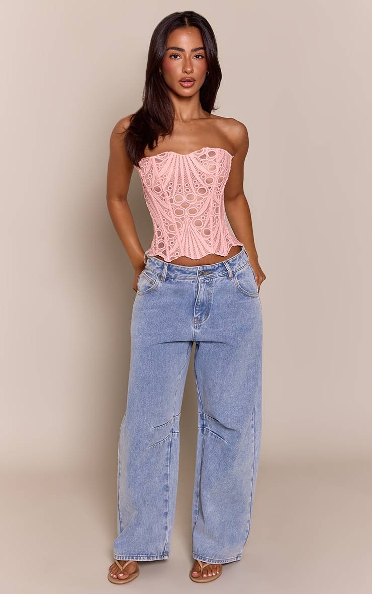 Rose Corset En Dentelle Florale Transparente Texturée Petite Taille
