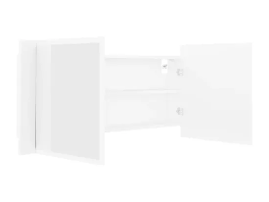 Armoire salle de bain à miroir LED Blanc 100x12x45 cm Acrylique