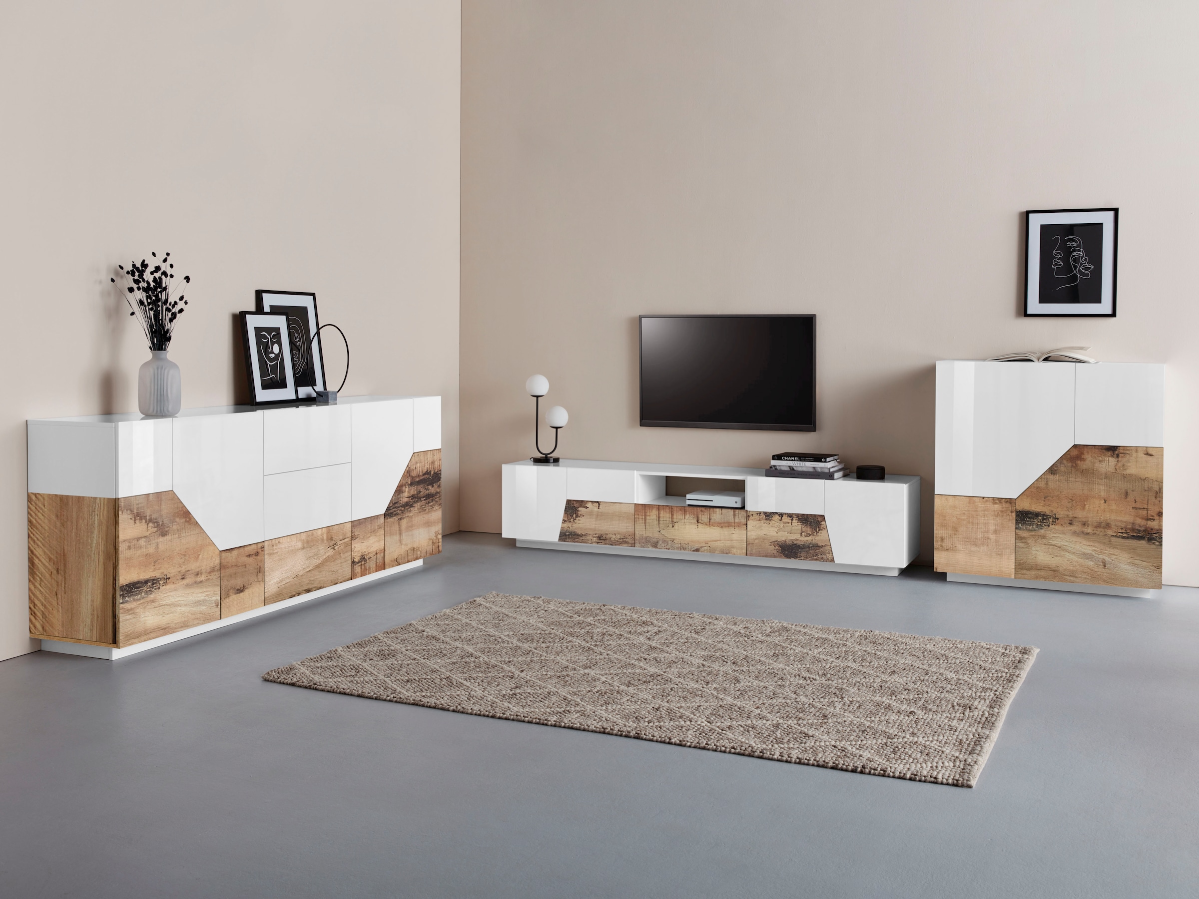 INOSIGN Lowboard »ALIEN- TV-Board, mit 4 Türen, 1 Schublade und 1 offenes Fach« TV-Kommode Breite ca. 220 cm 
