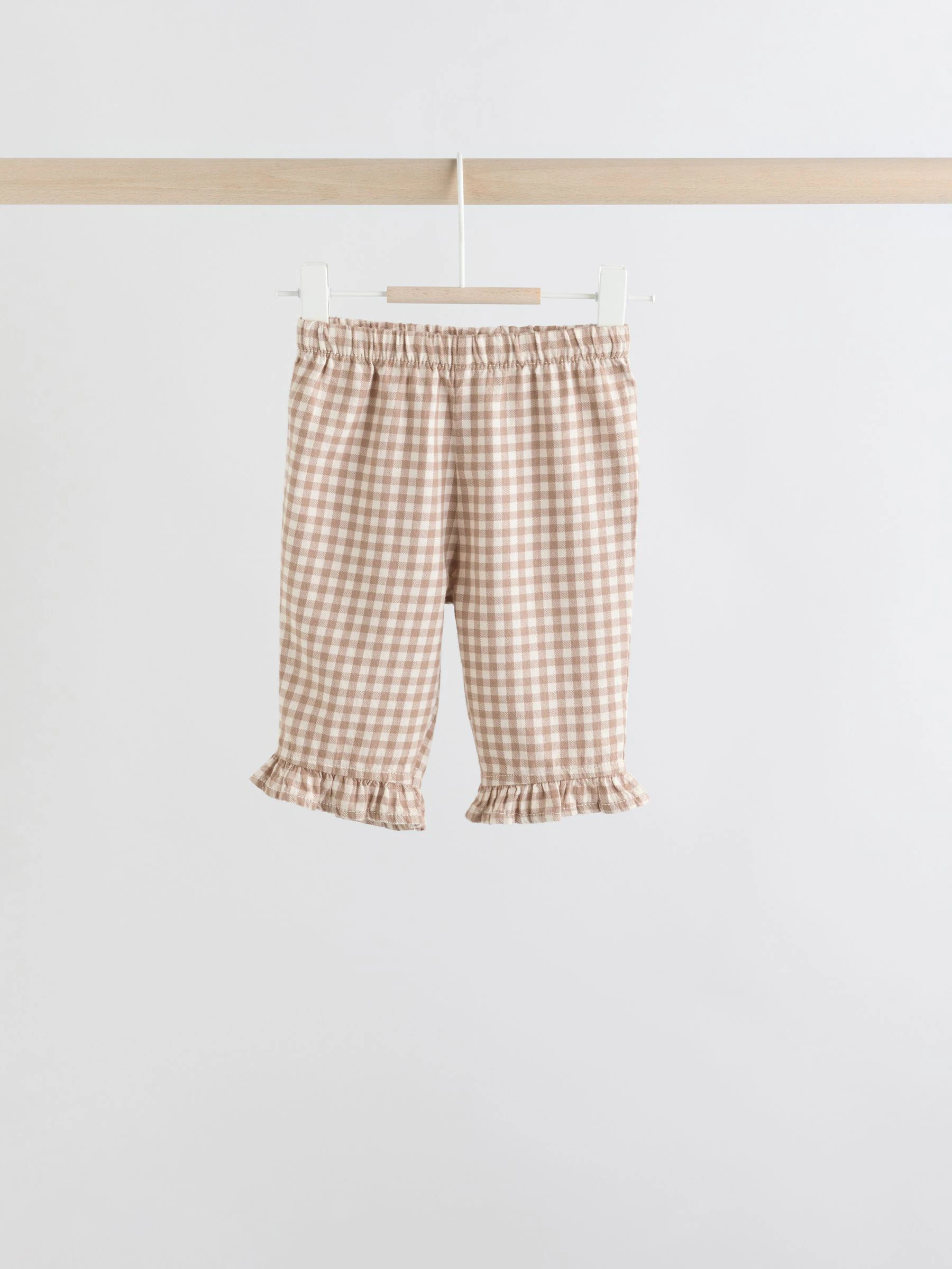 Roze/naturel gingham - 2 -delige Babyset van peplum top met Lange mouwen en Broeken (0mnd -2jr)