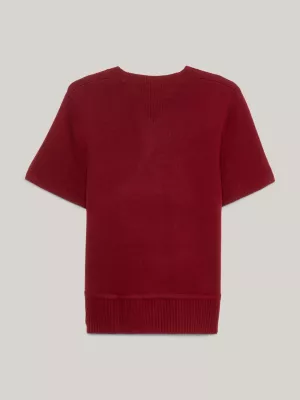 Camiseta de malha com bordado de brasão