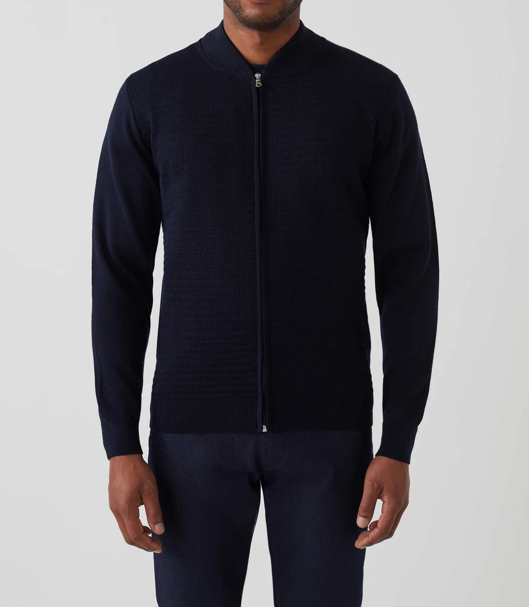 Gilet zippé col teddy marine 