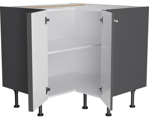 Optifit hoekonderkast Ingvar420 BxDxH 90x58,4x87 cm antraciet mat gedemonteerd scharnier omkeerbaar (links of rechts te monteren)