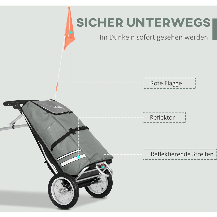 HOMCOM Lastenanhänger mit Tasche grau