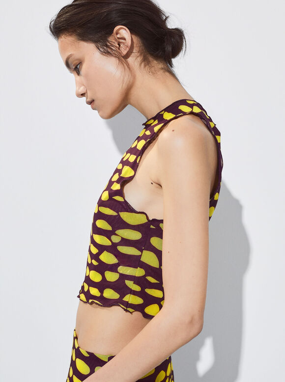 Top cropped estampado - Multicolorido