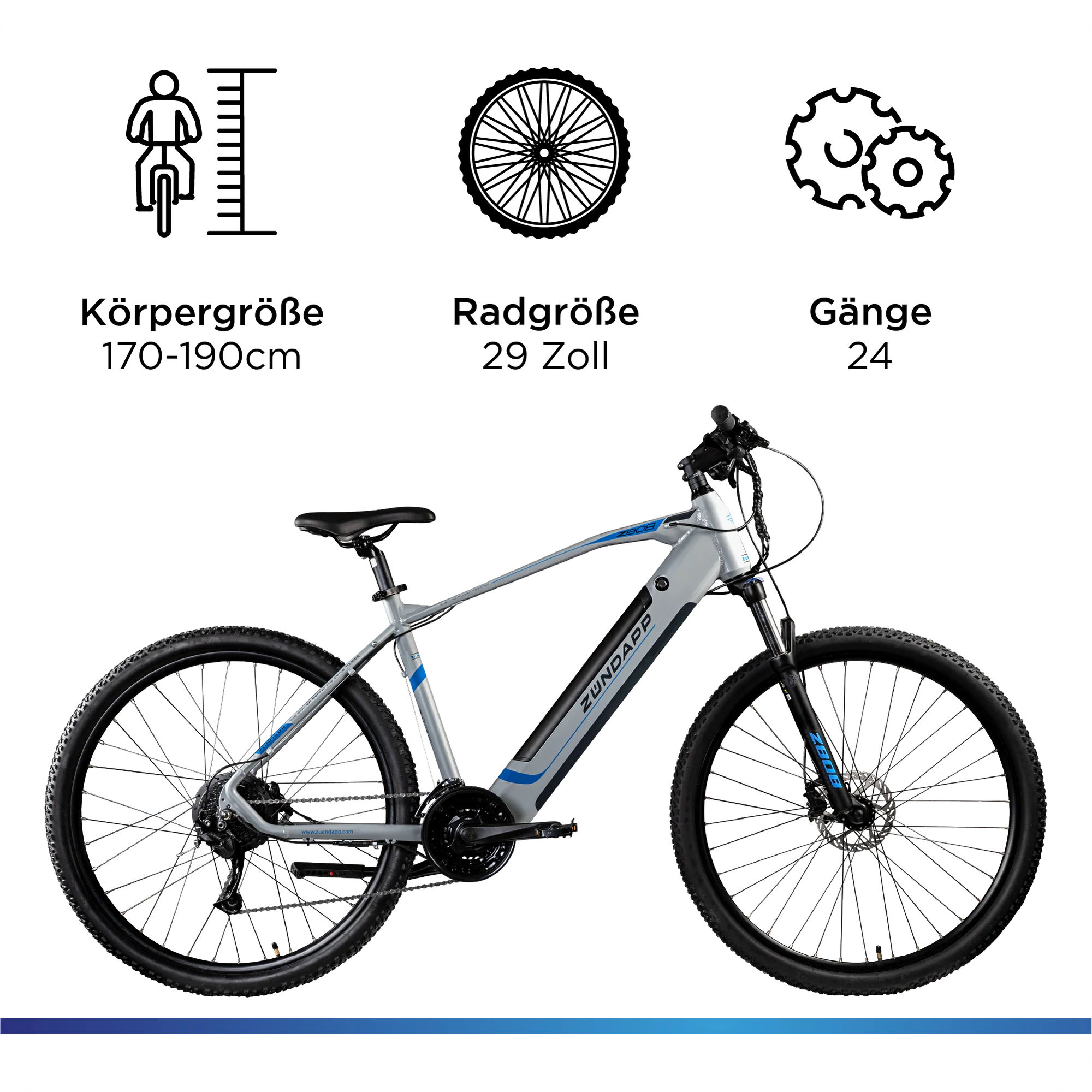 Zündapp Z808 E Bike für Damen und Herren ab 170 cm Mountainbike 29 Zoll E MTB Hardtail