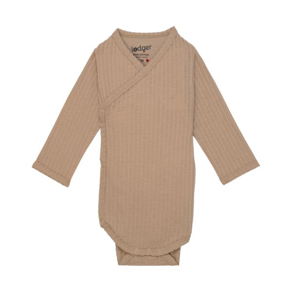 Lodger Seersucker Overslagromper - Lange Mouw - Mt. 56 - Beige