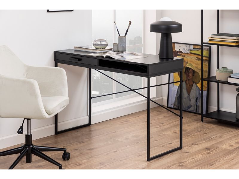 AC Design Tisch Seaford, Schwarz matt / Schwarz matt Bürotisch im modernen Industriestil