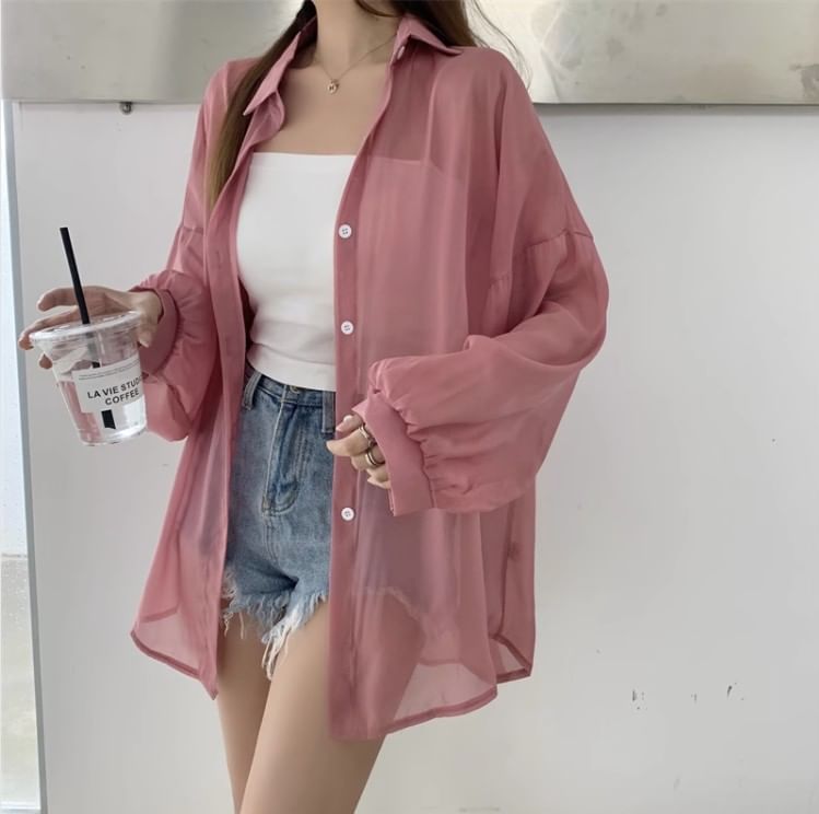 Superduper - Oversized overhemd van chiffon