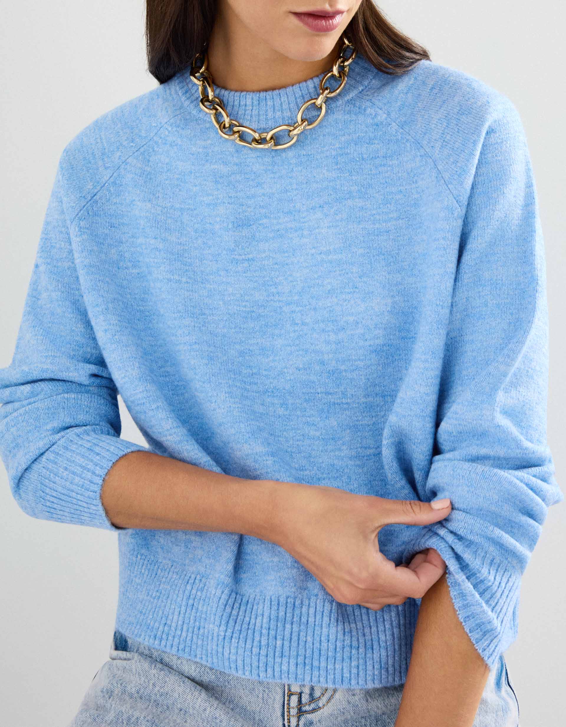 Camisola de Malha, Mulher, Azul Claro