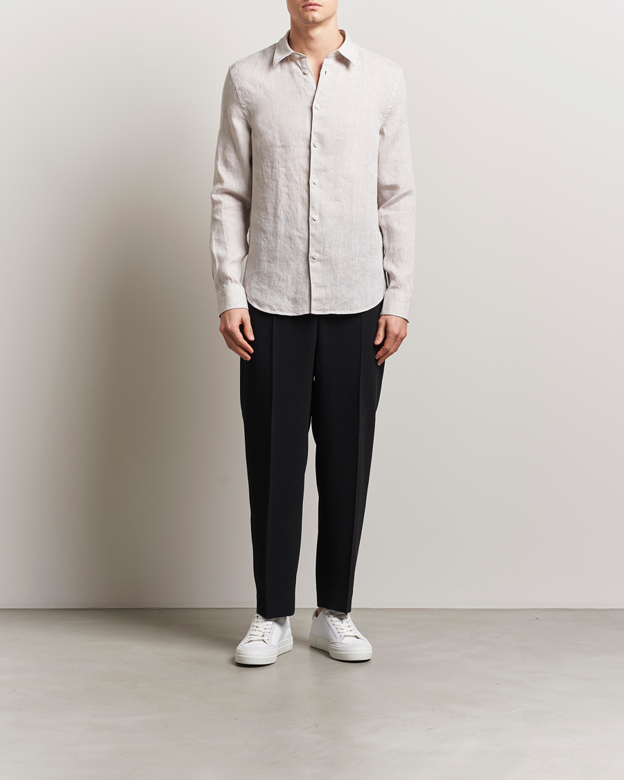 J.Lindeberg Slim Linen Melange Shirt Moonbeam