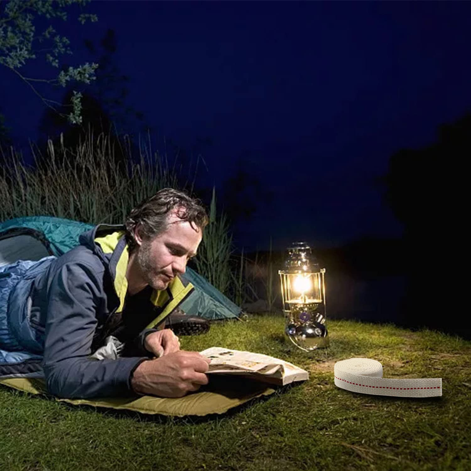 (1m) Baumwoll Öl Lampen Flachdocht Petrol Sturmlaterne Docht - Beige