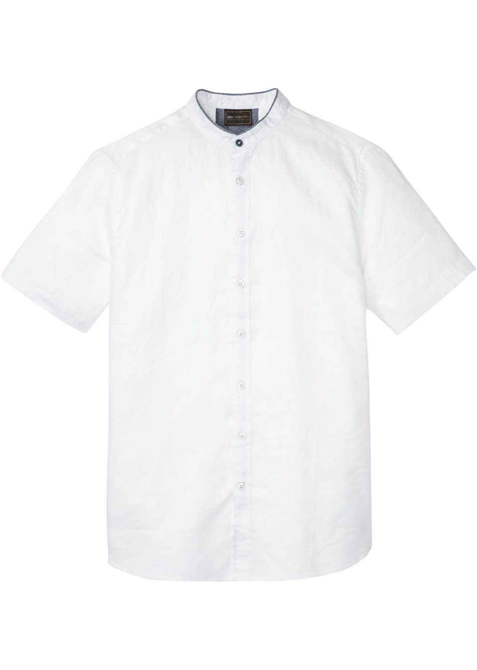 Chemise manches courtes avec lin à col montant