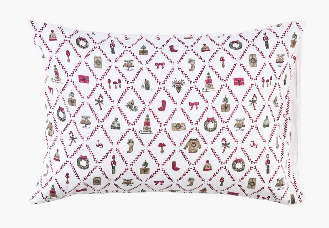 Flanell putevar multi rød - 50x70 cm