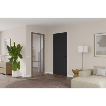 Arne & Bodil binnendeur ABE103 rook glas - donker eiken houtlook afwerking