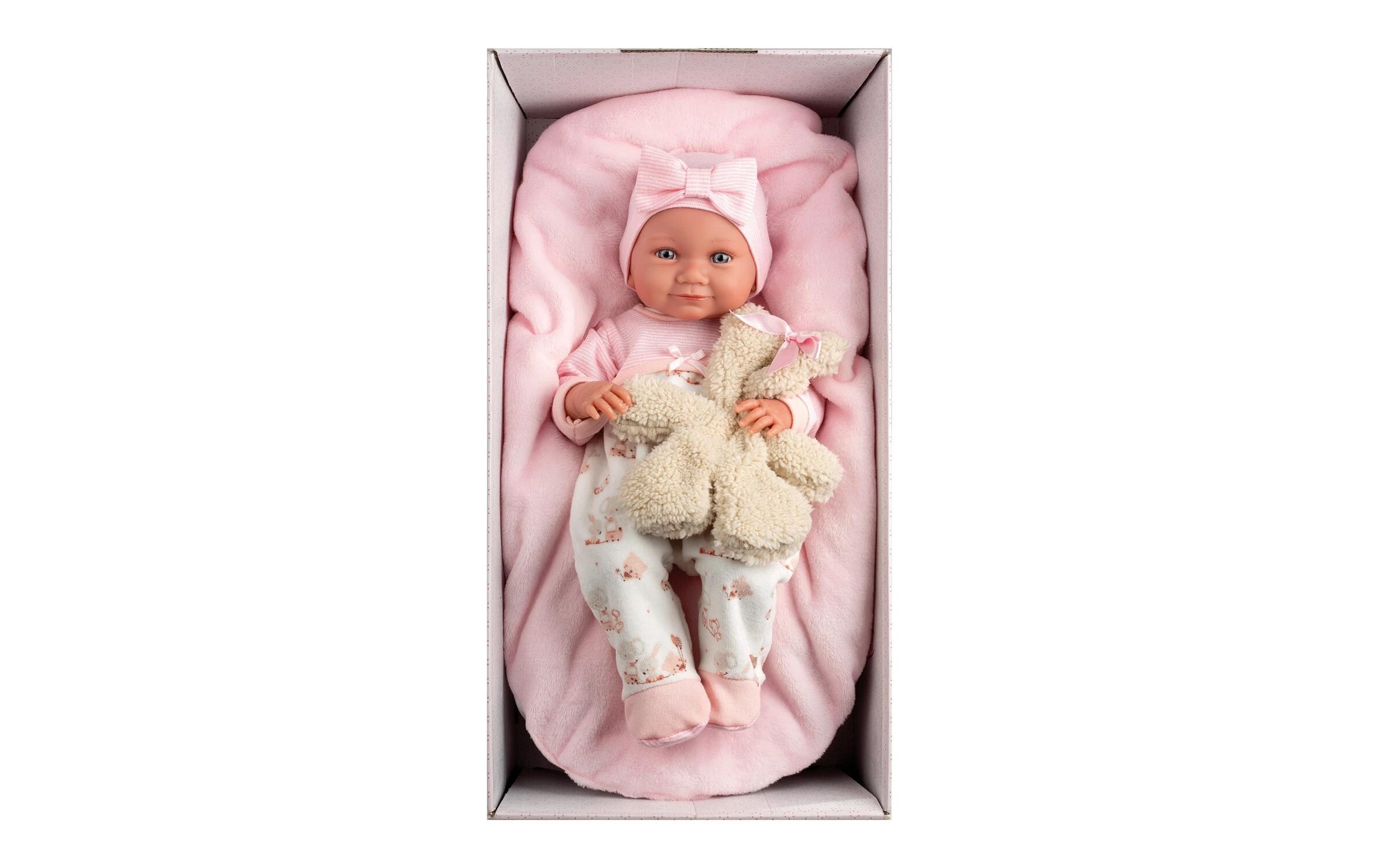 Babypuppe Nica mit Kissen Rosa 40 cmNew Born Puppe mit weichem Stoffkörper