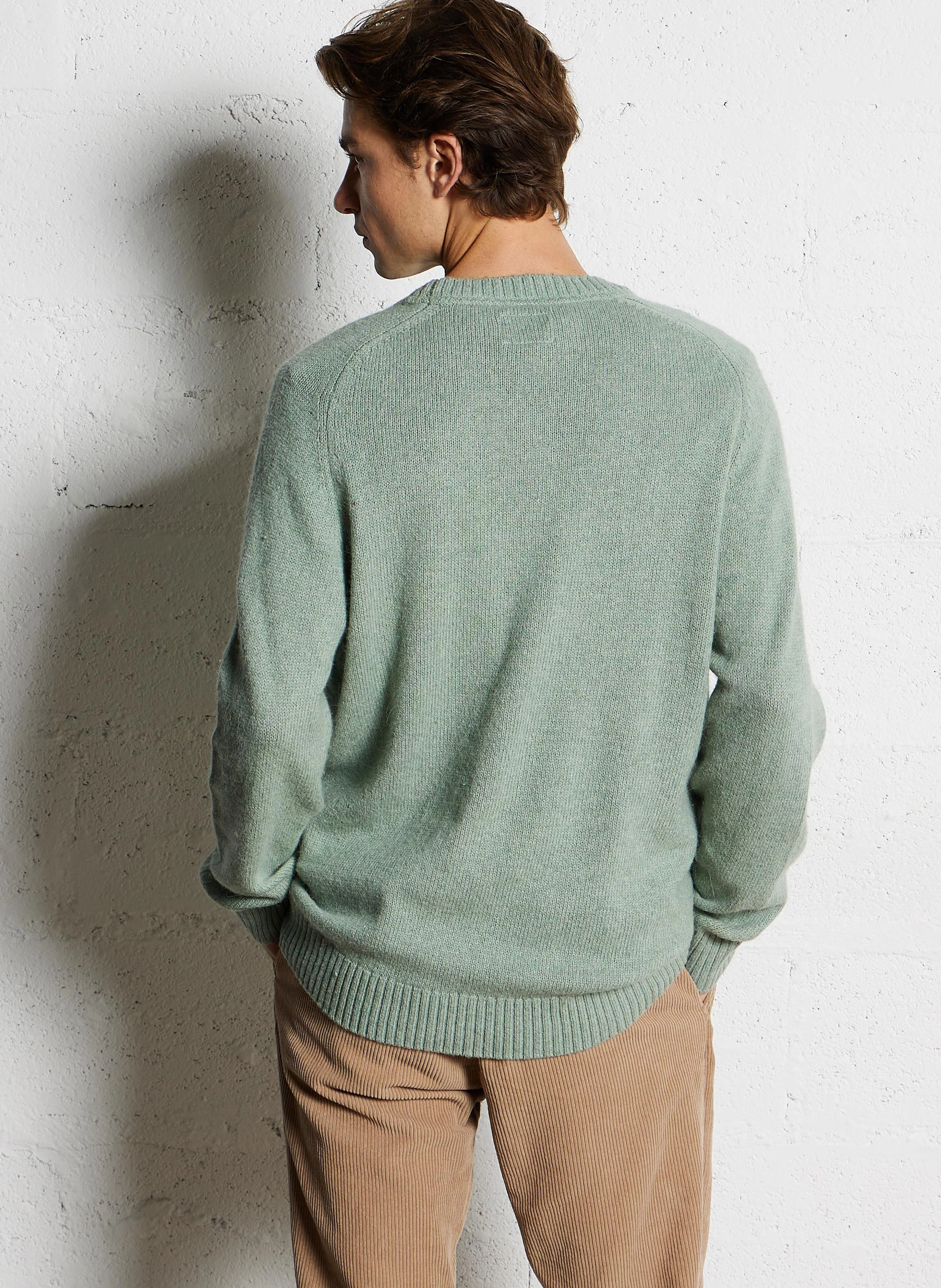 CRED - Pull col rond en coton mélangé | Vert