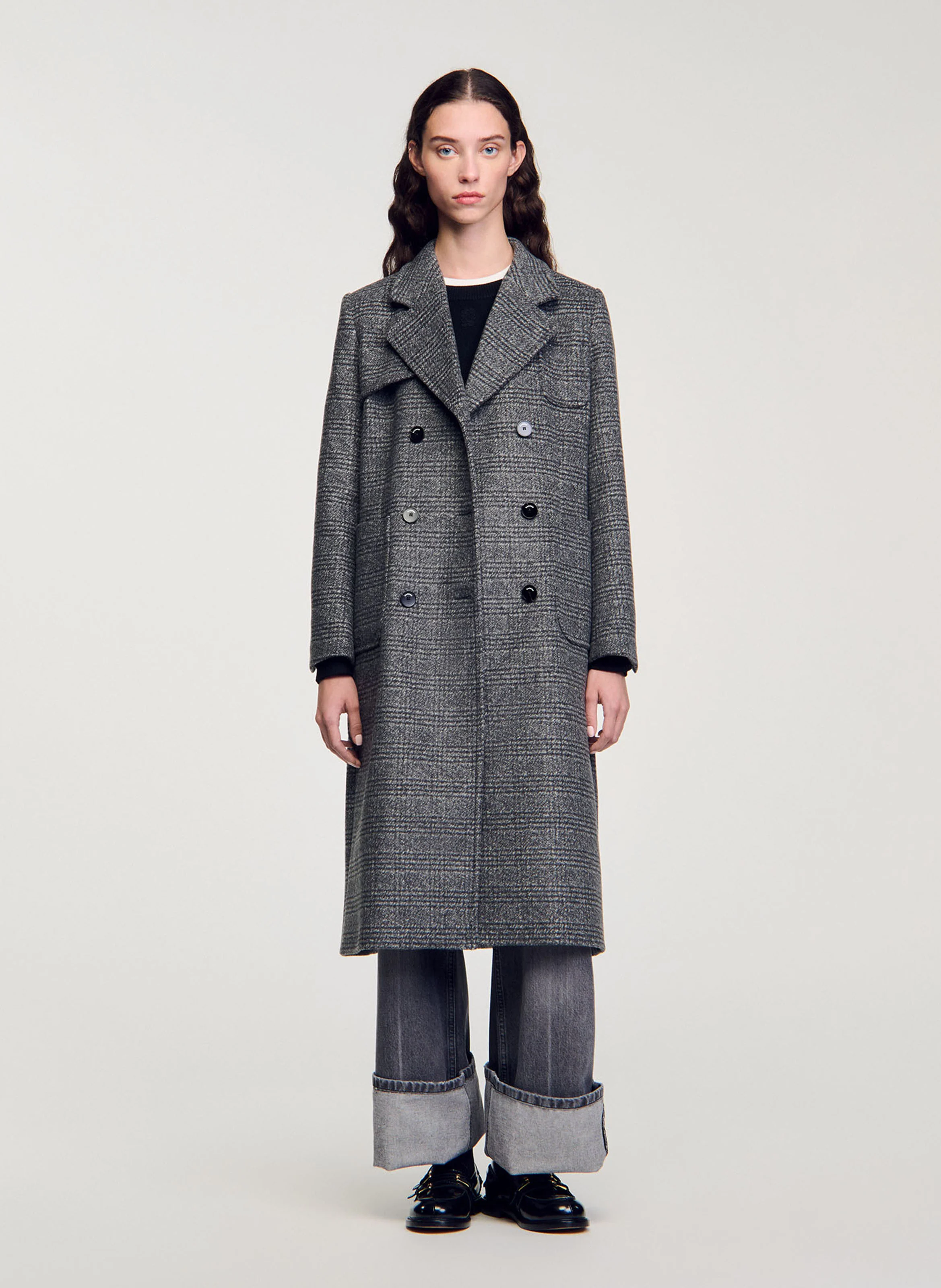 Manteau droit col tailleur | Gris