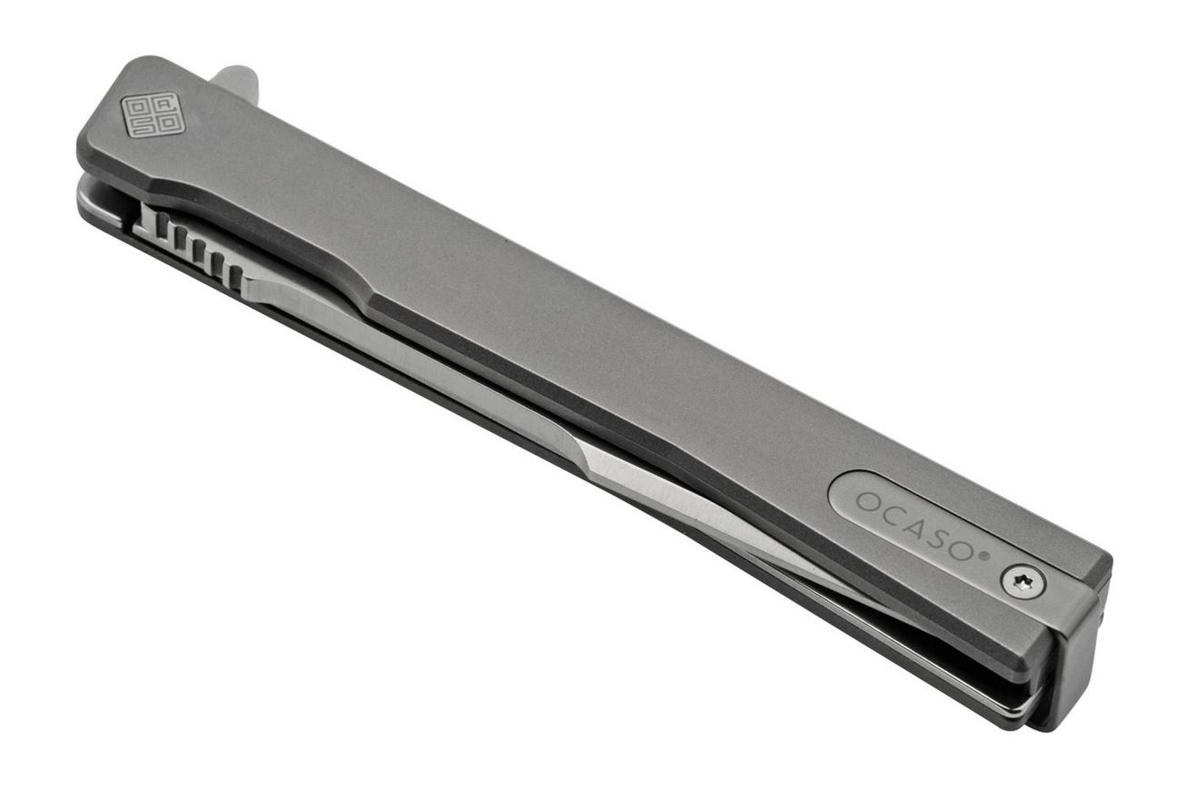 Ocaso Solstice 9HTS, S35VN Harpoon Satin Titanium, zakmes