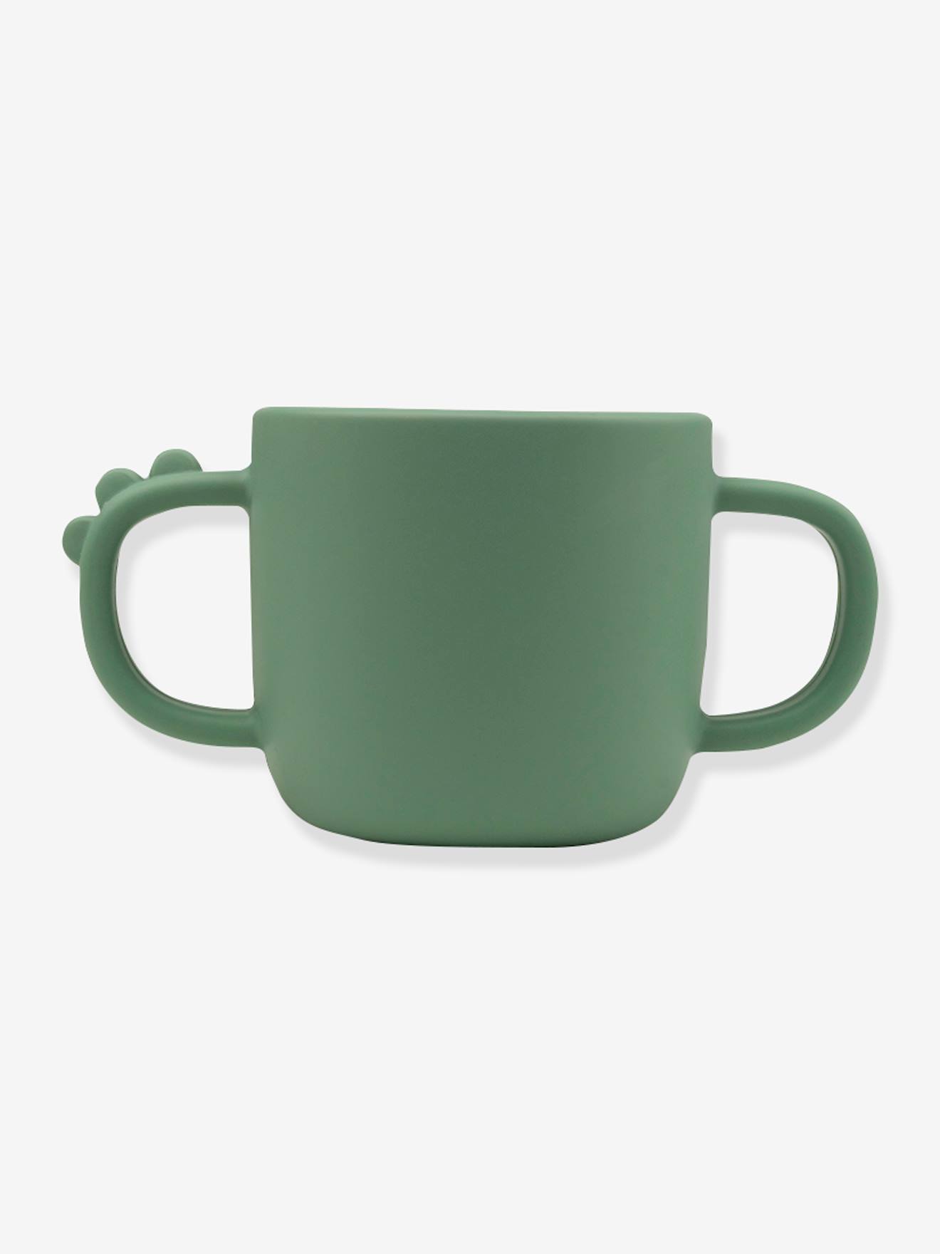 Caneca de silicone DONE BY DEER Peekaboo Crocodile com 2 alças, azul claro liso