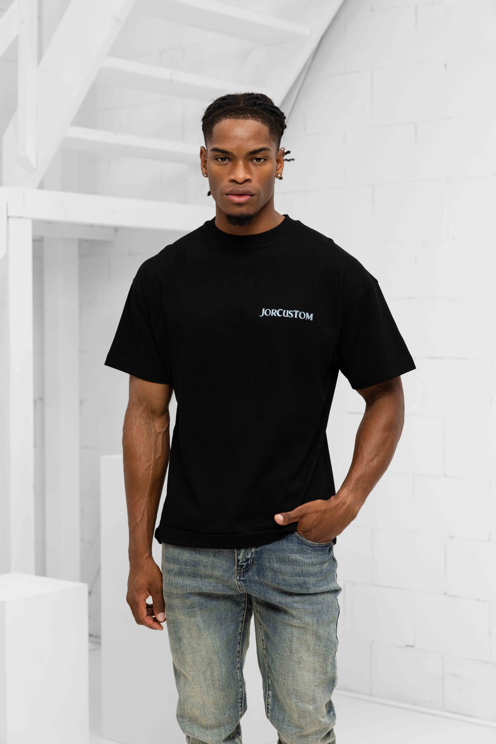 Jorcustom Ribbon Loose Fit T-Shirt Heren Zwart