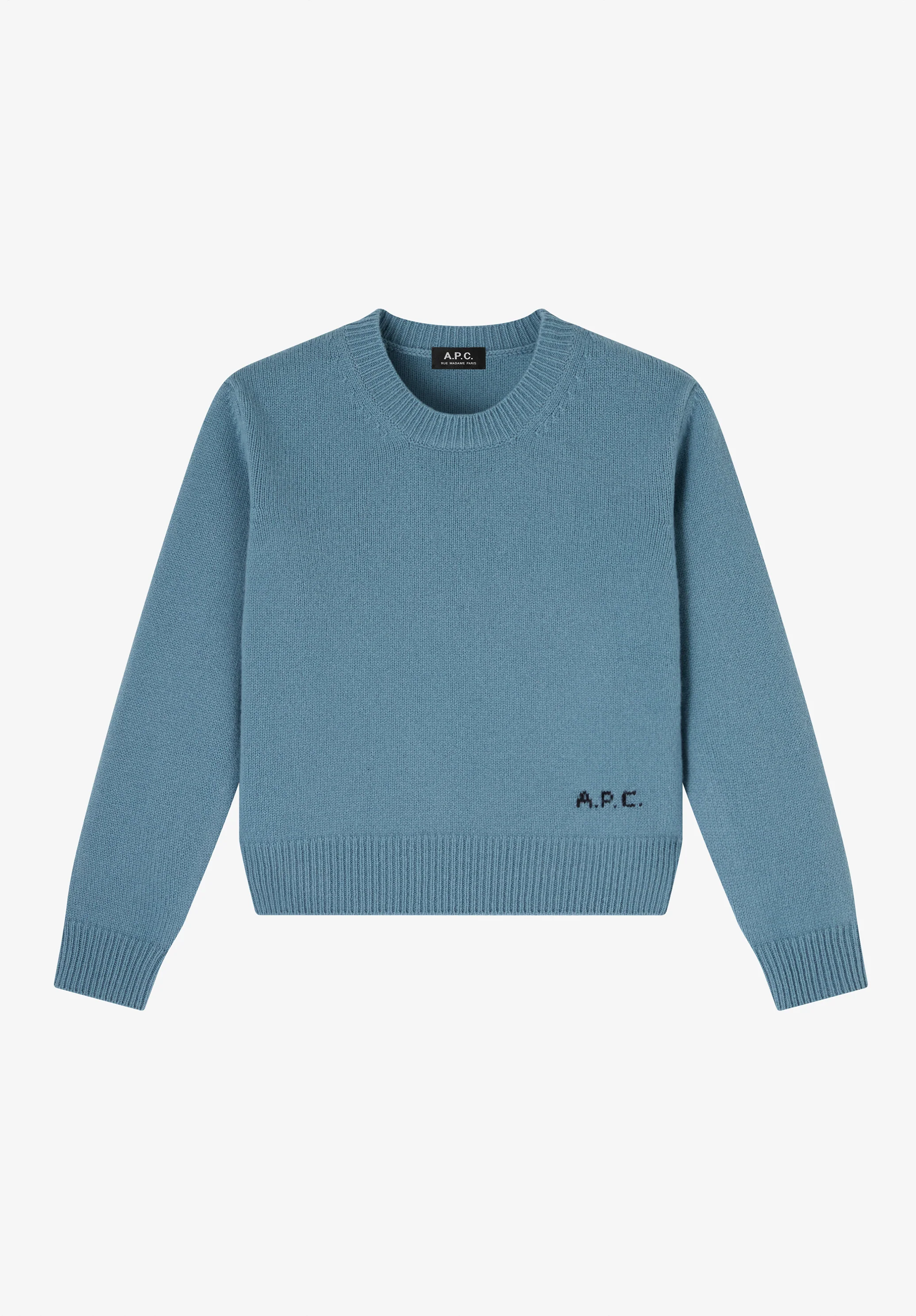 Pull boxy gris bleu en laine - Gris bleu